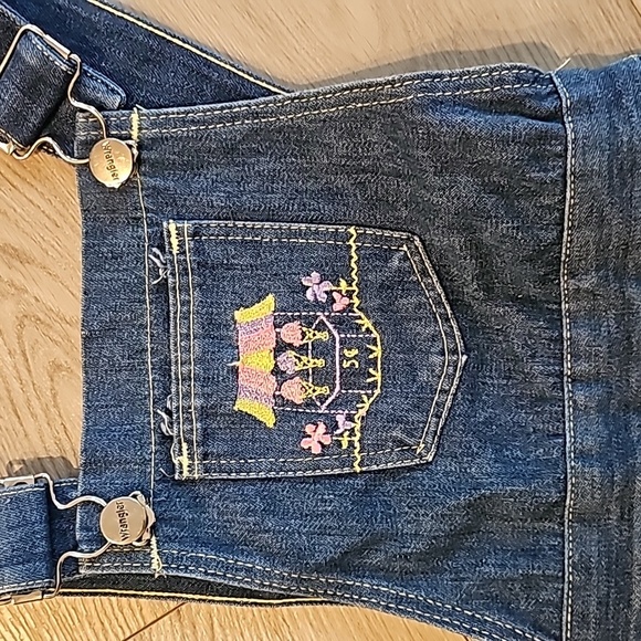 Vintage Wrangler Ice Cream Embroidered Denim Shortalls / Overalls, sz 4 Reg - Picture 2 of 9
